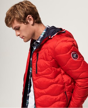 Superdry Wave Quilt Férfi Kabát Világos Piros | UQMVF2037